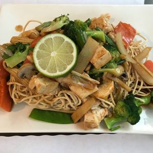 Crispy noodles special at My Thai Vegan Cafe in Boston