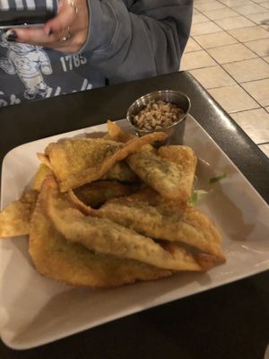 Golden triangles  at My Thai Vegan Cafe in Boston