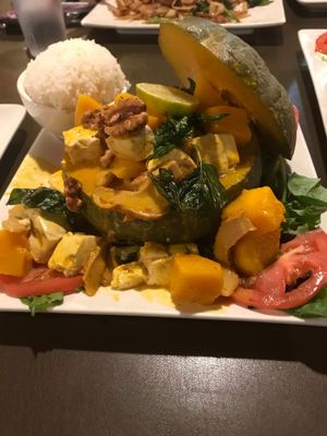 Pumpkin curry, served in a whole pumpkin! at My Thai Vegan Cafe in Boston