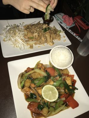 pad thai and stir fry at My Thai Vegan Cafe in Boston