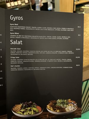 Speisekarte, veganes Gyros und Salate  at Apple & Eve Vegan und tierisch lecker in Bremen
