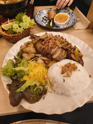 Vegan duck with vegetables, mushrooms and rice at Little Garden in Erlangen