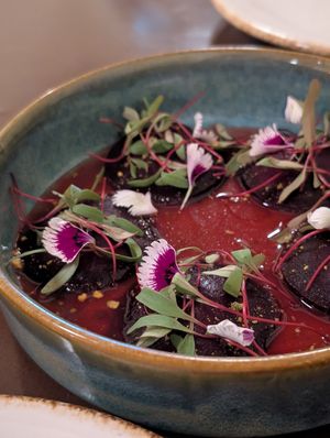 Beetroot Raviloi at Angolo Pizza Napolitana in Mexico City