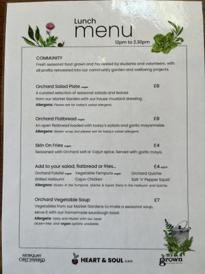 Lunch menu  at Heart & Soul in Newquay