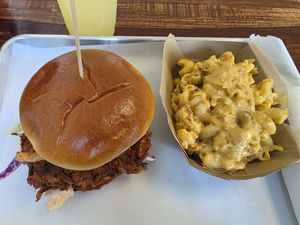 Jackfruit and Diane with a side of Fleetwood Mac and Cheese with Bacon. at Pure Soul Kitchen Co. in Sacramento