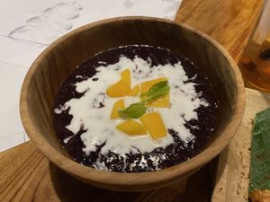 Black rice pudding  at Putra Bisma Warung (Balinese and Indonesian Food) in Ubud