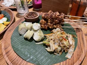Tempeh and tofu satay  at Putra Bisma Warung (Balinese and Indonesian Food) in Ubud