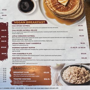 Breakfast menu  at Sammy J's Diner in St Catharines