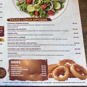 Lunch menu  at Sammy J's Diner in St Catharines