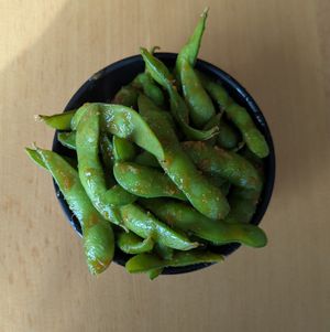 Garlic Ginger Edamame at Fat Kitty Ramen in Portland