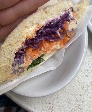 Sandwich with hummus, cabbage, carrots and spinachh  at Caffè Rosso Venezia in Venice