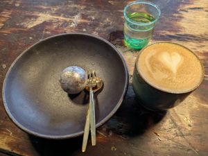 Sweet potato truffle and a cappuccino at Café Ojo in Odense