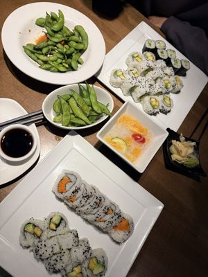 Tropical Roll, Edamame, And Yam Roll (sub steamed yam)  at Bluetail Sushi - Commerce in Kelowna