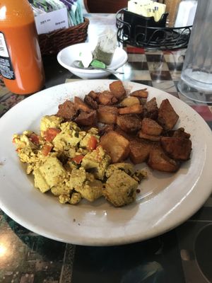 Tofu scramble and Cajun potatoes  at The Little Grill in Harrisonburg