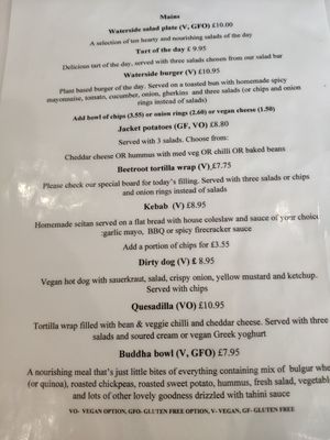 Menu at Waterside Cafe in Kendal