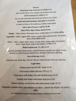 Menu at Waterside Cafe in Kendal
