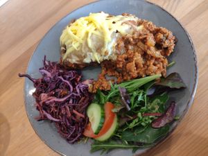 Vegan moussaka at Waterside Cafe in Kendal