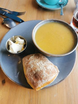 Leak and potato soup at Waterside Cafe in Kendal