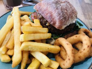 Vegan burger (amazing!)  at Waterside Cafe in Kendal