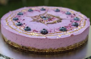 GF & Vegan Blueberry lemon cheesecake with 24k gold -special order at Simply Naked Co. in St Petersburg