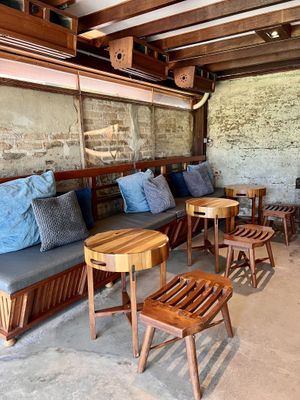 Some seating inside the cafe   at Early Owls in Chiang Mai