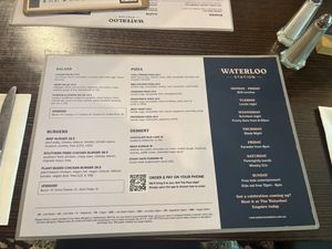 Menu feb 2026  at Waterloo Station Hotel in Salisbury