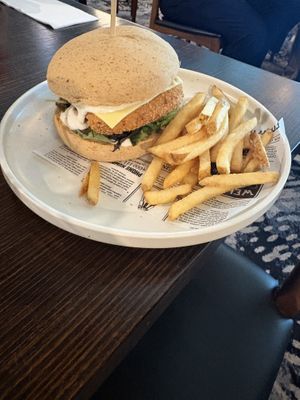 Vegan burger  at Waterloo Station Hotel in Salisbury