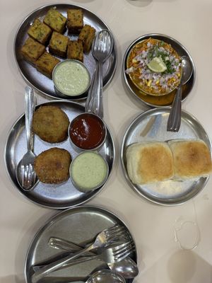 Kothimbir Wadi, Missal Pav and Green Peas Pattice - All vegan  at Mi Marathi in Mumbai