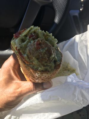 Creamy Pesto and Sun-dried Tomatoes with Meatless Meatballs at Torpasta - Devine Pastabilities in San Diego