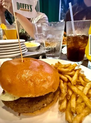 Impossible Burger and Fries at Duffy's Sports Grill in Coconut Creek
