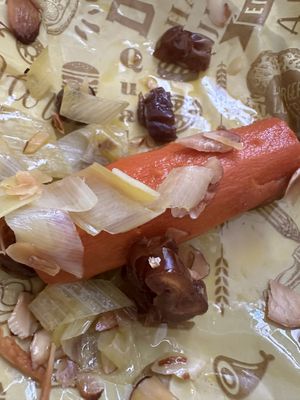 Forgot to take a pic of the carrots til there was just one left!   Loved the dates and leeks   at Vital Garnish in Canandaigua