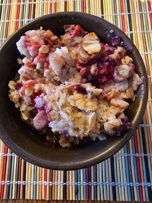 Mixed berry baked oatmeal at Stewart Inn Hotel Downtown Wausau in Wausau