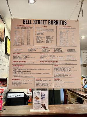 Menu at Bell Street Burritos in Atlanta