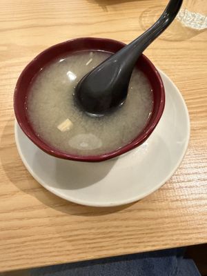 Miso soupp  at Tenon Vegan Sushi in New York City