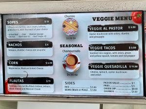 Veggie Menu at Tacos Al Pastor in Atlanta