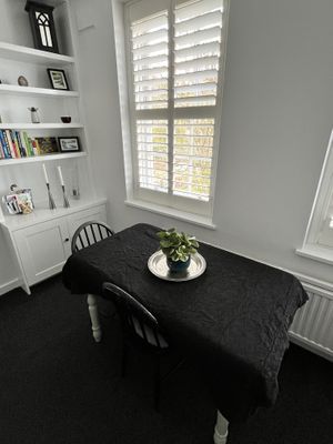 Dining area for lazy breakfasts or chilled dinners  at London Vegan Host in North London