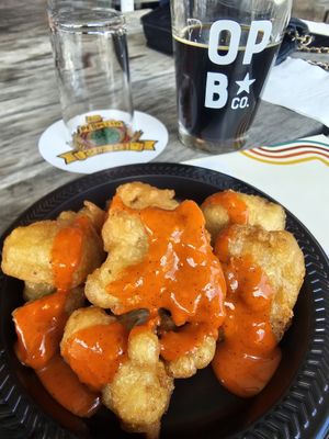 Cauliflower Bites with Buffalo Sauce (vegan) at Oak Park Brewing Co. in Sacramento