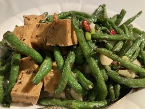 String beans with tofu added at Lao Sze Chuan in Orange