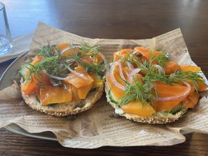 Delicious vegan salmon. Very fresh   at Lumen Alley Coffee & Bagels in South Yarra