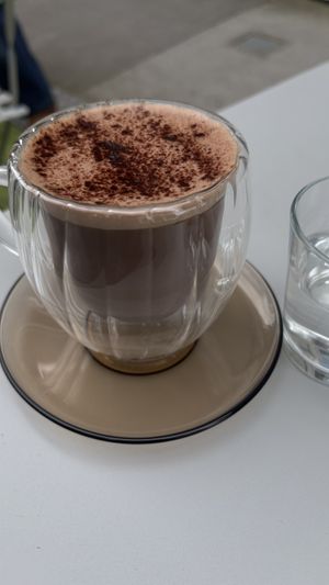Hot chocolate with oat  at Lumen Alley Coffee & Bagels in South Yarra
