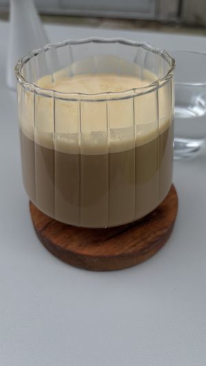 Miso caramel latte with soy  at Lumen Alley Coffee & Bagels in South Yarra