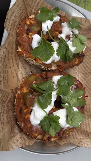 Impossible vegan Mexican bagel  at Lumen Alley Coffee & Bagels in South Yarra