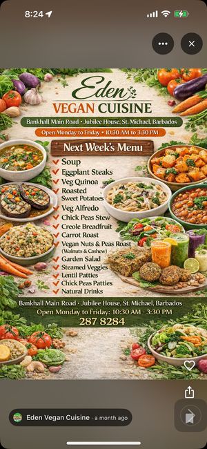 Exciting new vegan restaurant 😃  at Eden Vegan Cuisine in Bridgetown