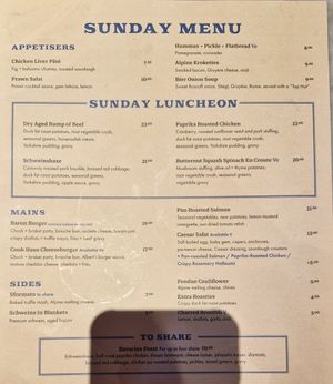 Current Sunday Roast Offerings at Albert's Schloss - Manchester in Manchester