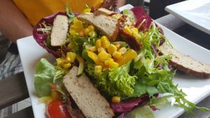 salad with tofu  at Wondergood Bistro in Frankfurt