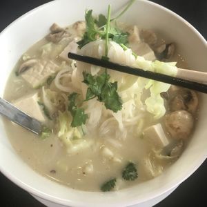 Coconut lemongrass soup with tofu  at Vida's Thai Food in Homer