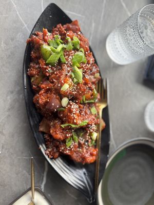 Vegan Dragon Gobhi (cauliflower, Hakka style)  at Badshah Bar & Indian Cuisine in Brampton
