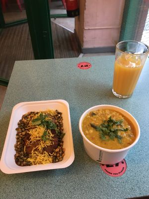 Rice and Dahl plus potato fritters   at Bundobust in Leeds