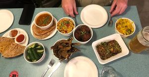Vegan meal for 2 with 2 additional bread / pickle plates  at Bundobust in Leeds