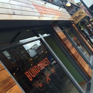 outside  at Bundobust in Leeds